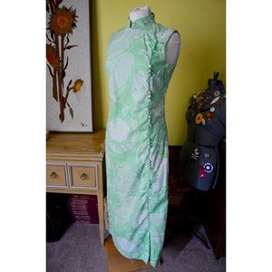 RARE Vintage Shifts Internationale of Miami Green Sheath Gown Dress 60s 1960 Mod